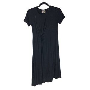 Nom Womens Black Maternity Dress Twist Front Zipper Detail Short Sleeve XS